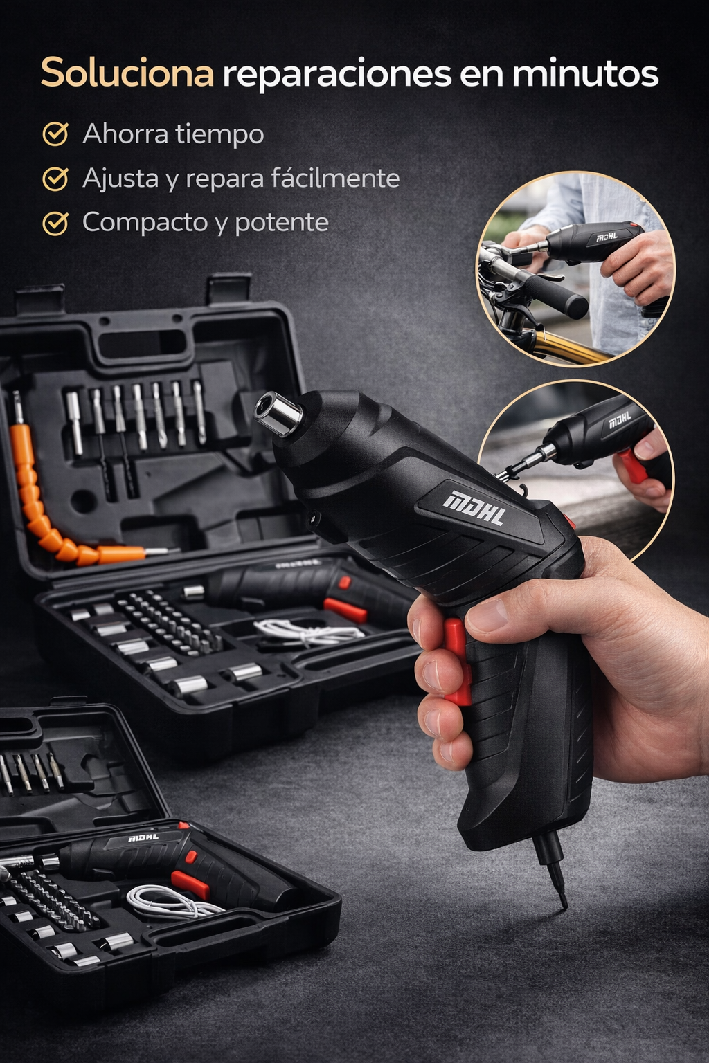 Destornillador Recargable Kit 48 Piezas Con Estuche